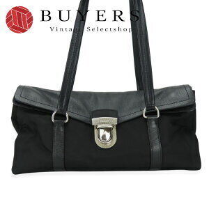 Prada handbag triangular plate nylon leather black shoulder bags